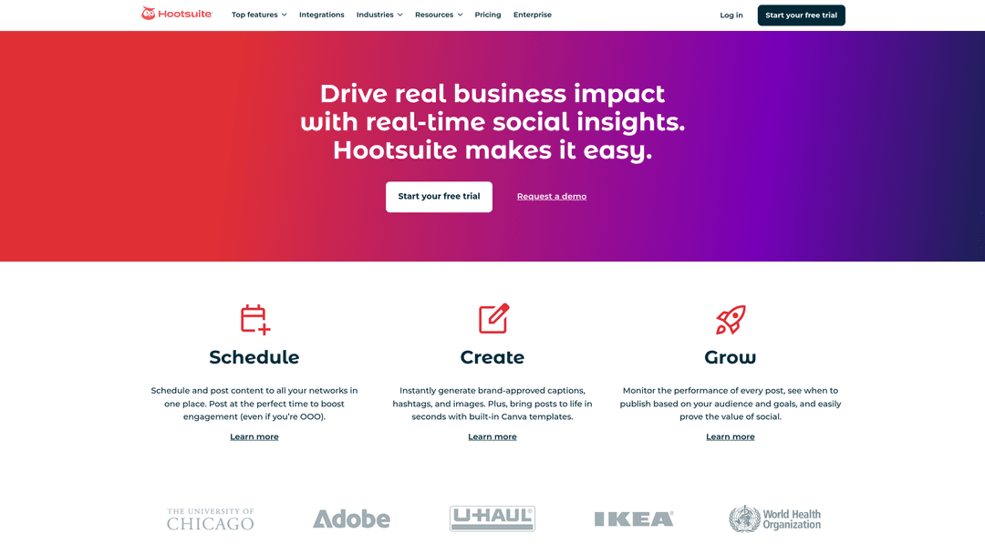 Screenshot of Hootsuite Ads website homepage