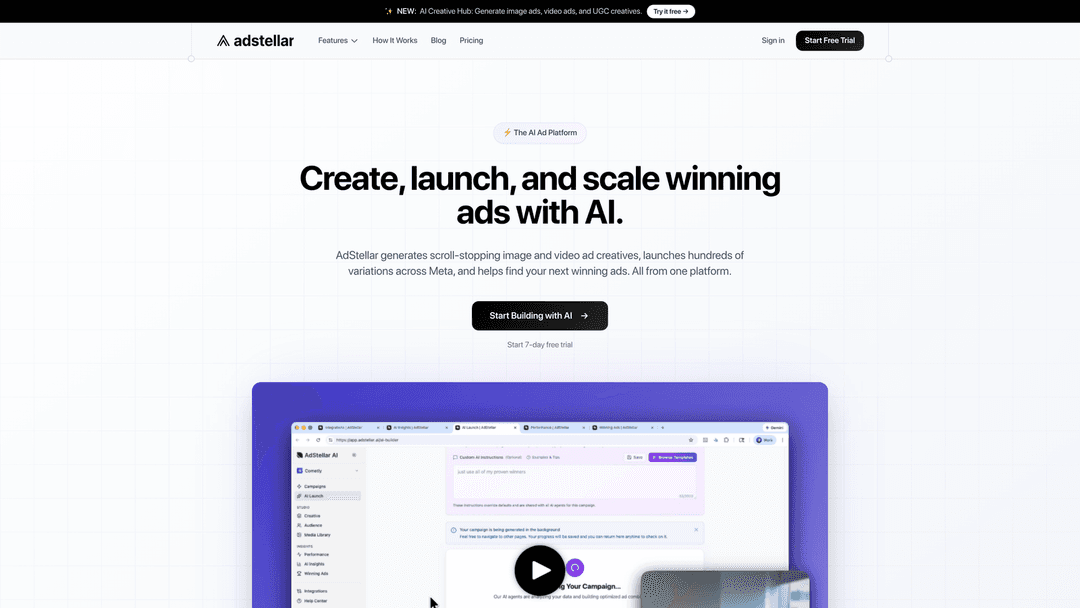 Screenshot of AdStellar website