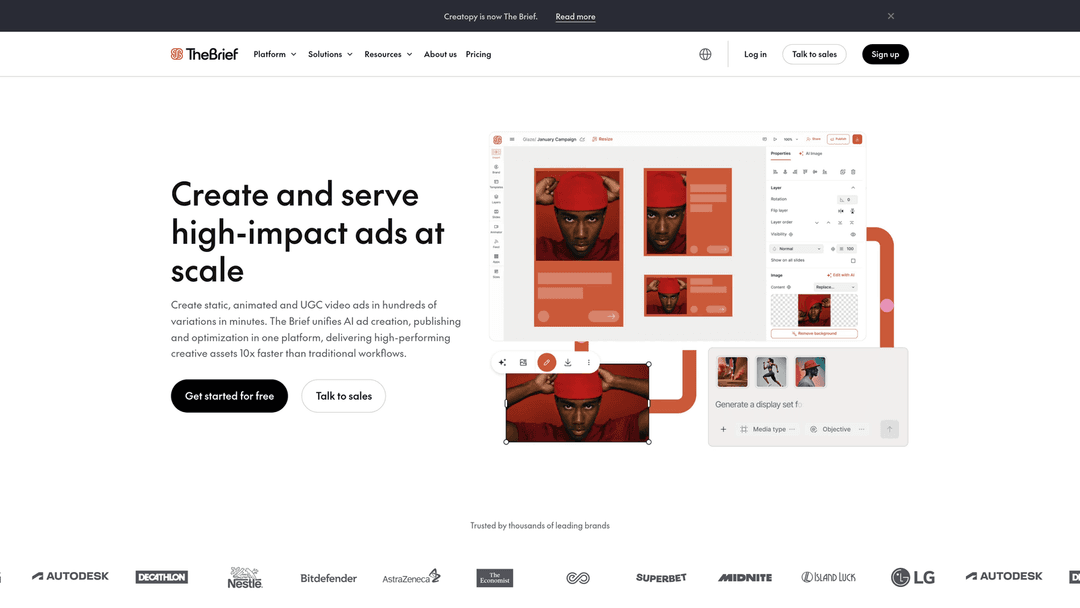 Screenshot of Creatopy website