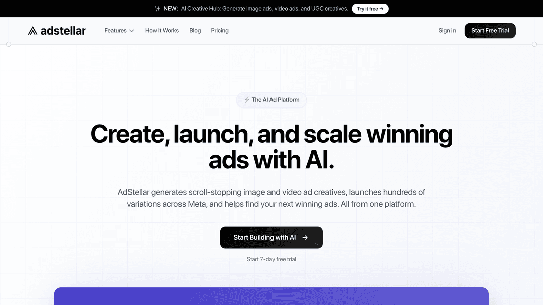 Screenshot of Adstellar website homepage