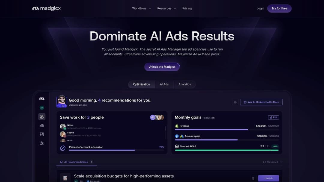 Madgicx AI dashboard