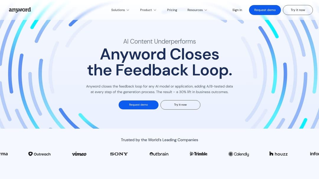 Anyword predictive performance score interface