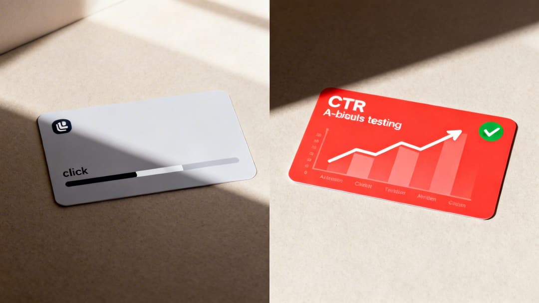 Two cards displaying digital marketing metrics: one for click tracking and another for CTR A/B testing.