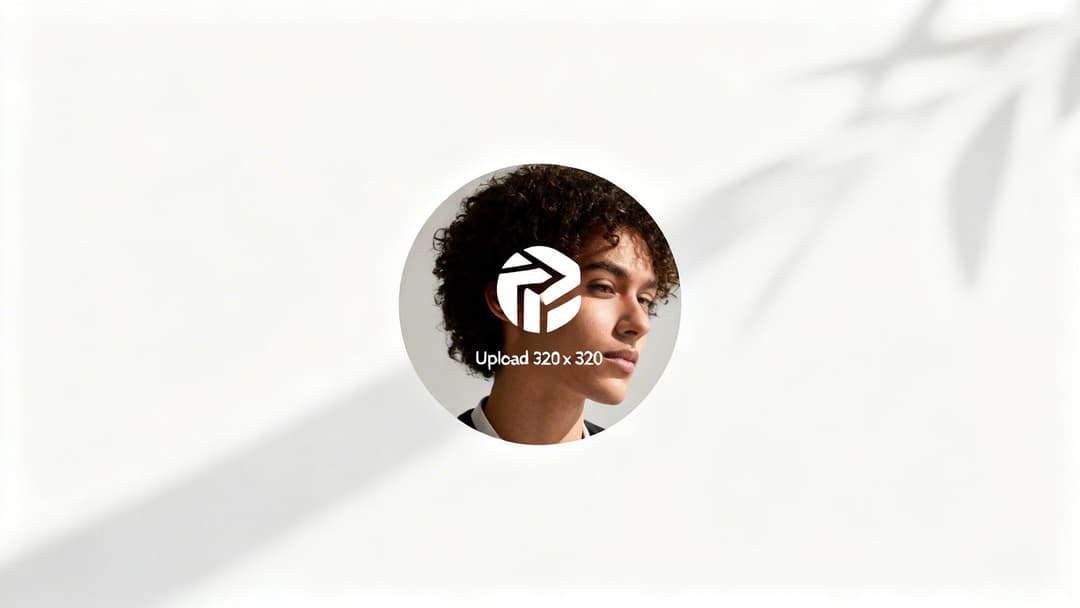 Close-up of a young person with curly hair in a circular frame, with an upload placeholder.