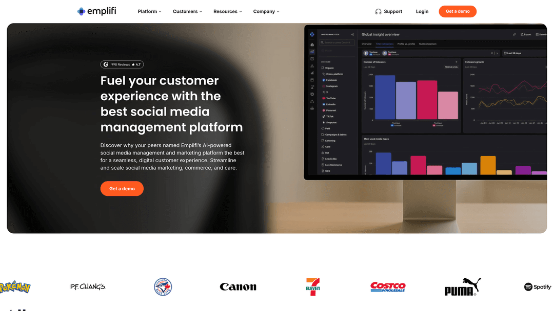 Screenshot of Emplifi website homepage