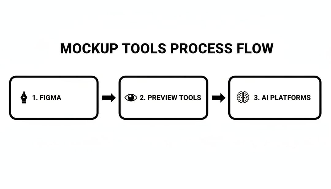 A diagram illustrating the mockup tools process flow, from Figma to preview tools and AI platforms.