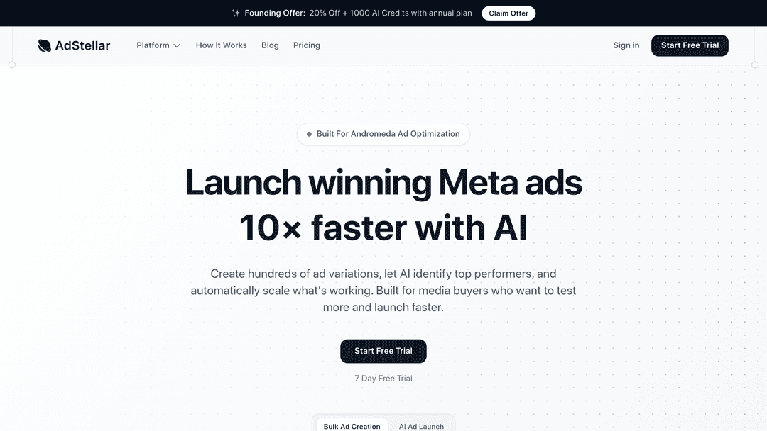 Screenshot of Adstellar website homepage