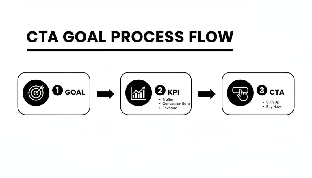 CTA goal process flow diagram illustrating steps from goal setting to call to action.