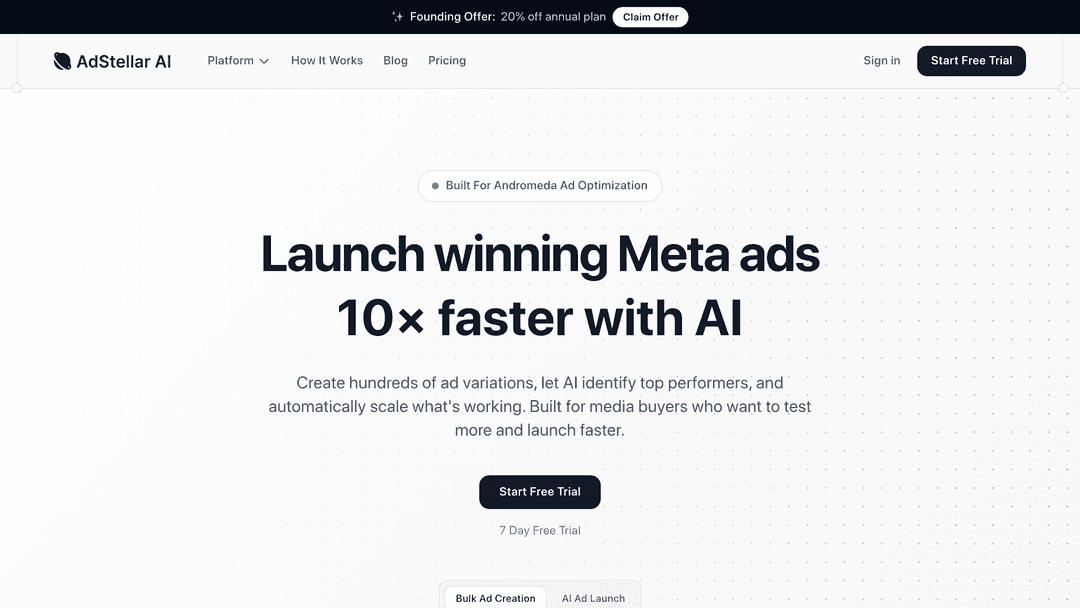 Screenshot of Adstellar website homepage