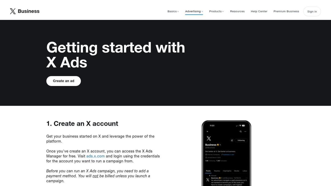 X Ads (formerly Twitter) via Business.X.com